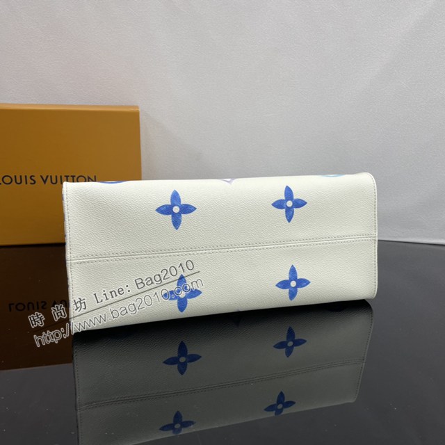 Lv路易威登2023專櫃新款OnTheGo中號手袋 LV帆布鋪陳淡雅手提肩背購物袋 M22976 ydh5101